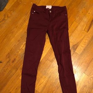 Maroon stretchy jeans